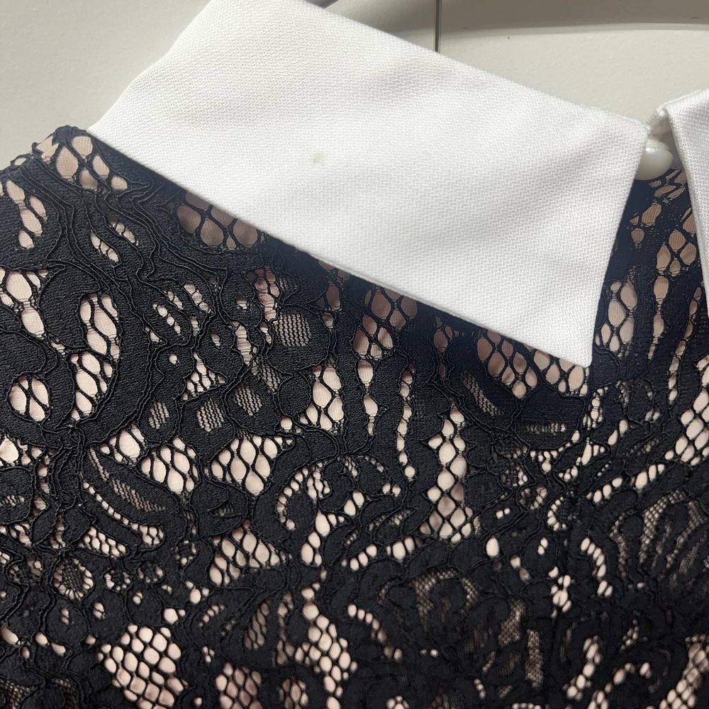 Betsey Johnson Black Lace Mini Dress with White Collar - Picture 7 of 7